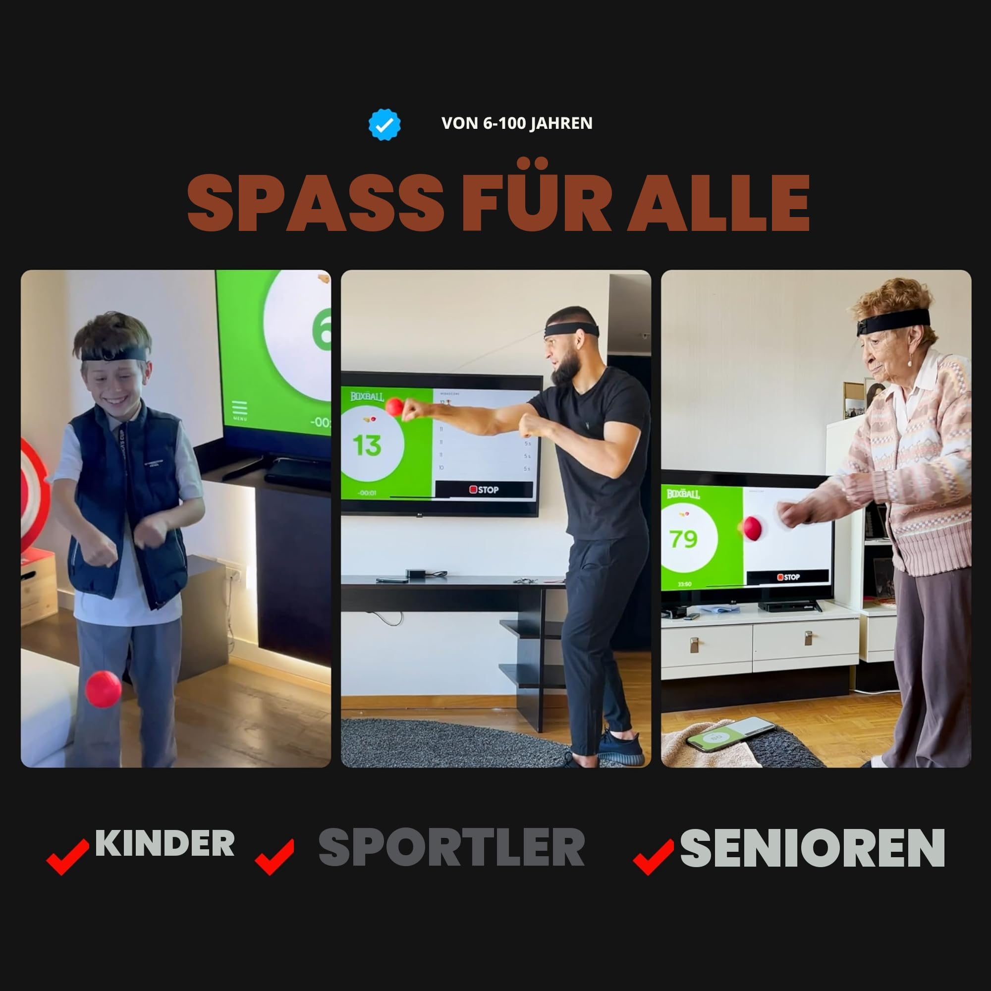 Boxbollen Original mit App, verwendet von Prominenten - MMA Gear Boxball - Boxreflexball mit verstellbarem Gurt - Interaktive Boxball-App-Integration - 1 Packung