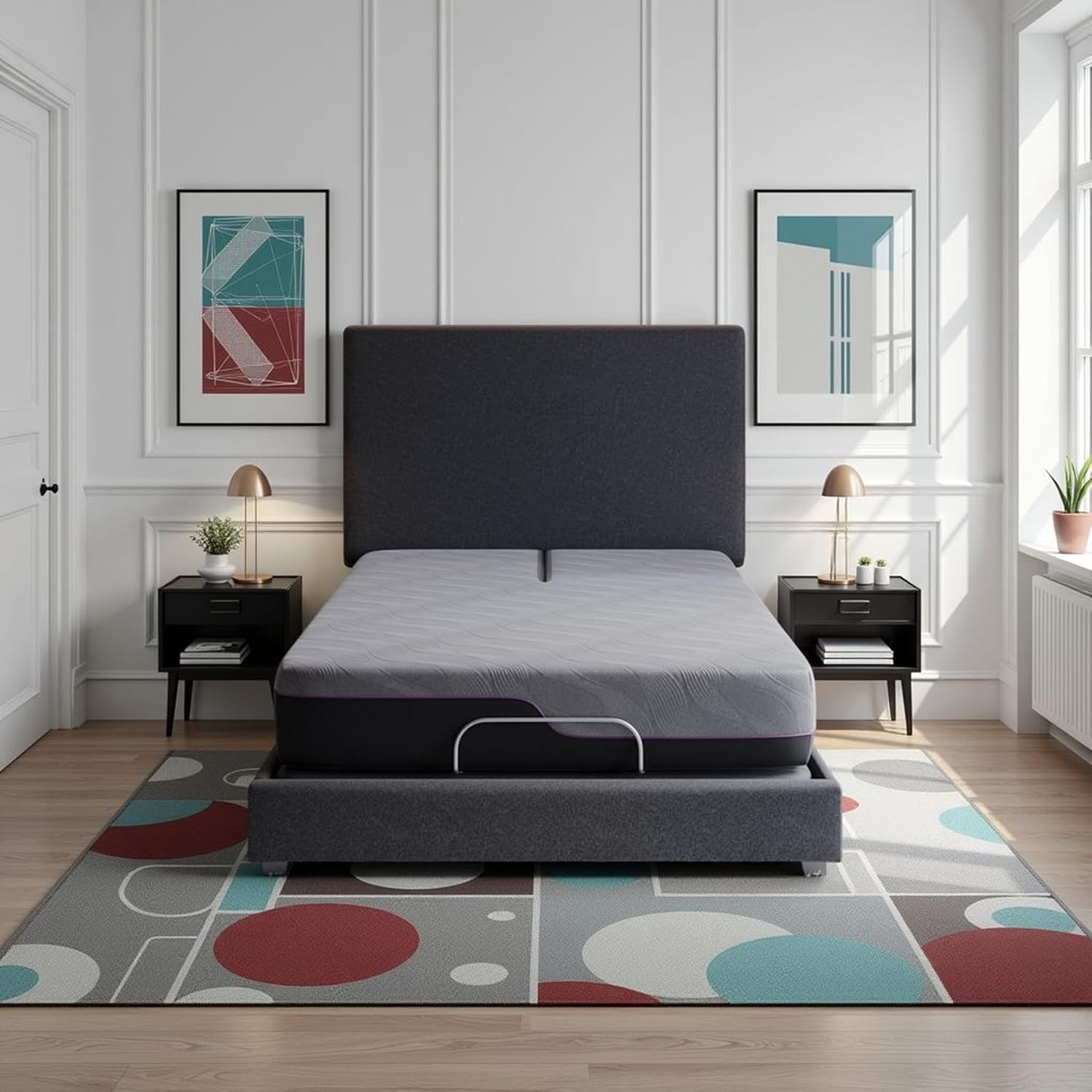 LIFE SKY Flex Top Adjustable Bed Base - Split Head Queen Size Adjustable Base with Zero Gravity & Anti-Snore Settings - Voice Control & Wireless Charging for Couples with Different Sleep Needs