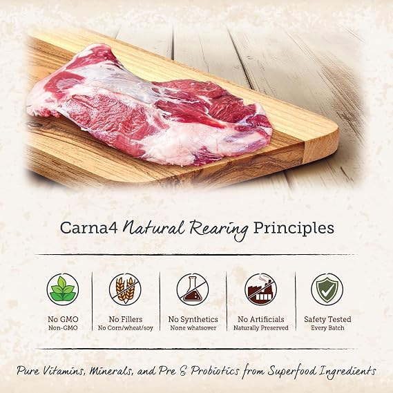 CARNA4 Gentle Quick-Baked Air-Dried Dog Food, Goat Recipe, Easy-Chew, 20lb