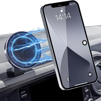 20-Magnet Phone Mount Compatible with Toyota Tacoma 2016-2023 Dashboard | Aluminum Alloy Clip | Adjustable Angle | Fits All Smartphones & Cases | 2 Metal Rings Included | Strong Adhesive Base