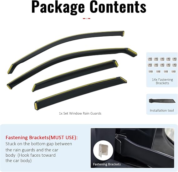 Fit 2022-2026 Honda Civic Sedan 4-Door in Channel Window Visors Black 4PCS