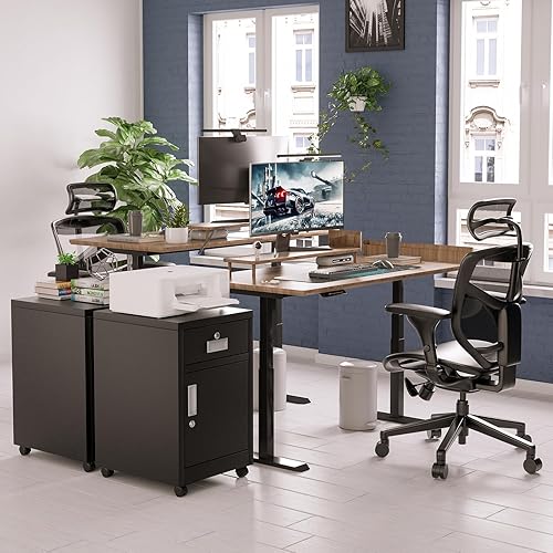 Miniatura 2 de VASAAOSD Archivador móvil rodante, archivador de metal con 2 cerraduras, archivador con cajones y ruedas, archivador debajo del escritorio para