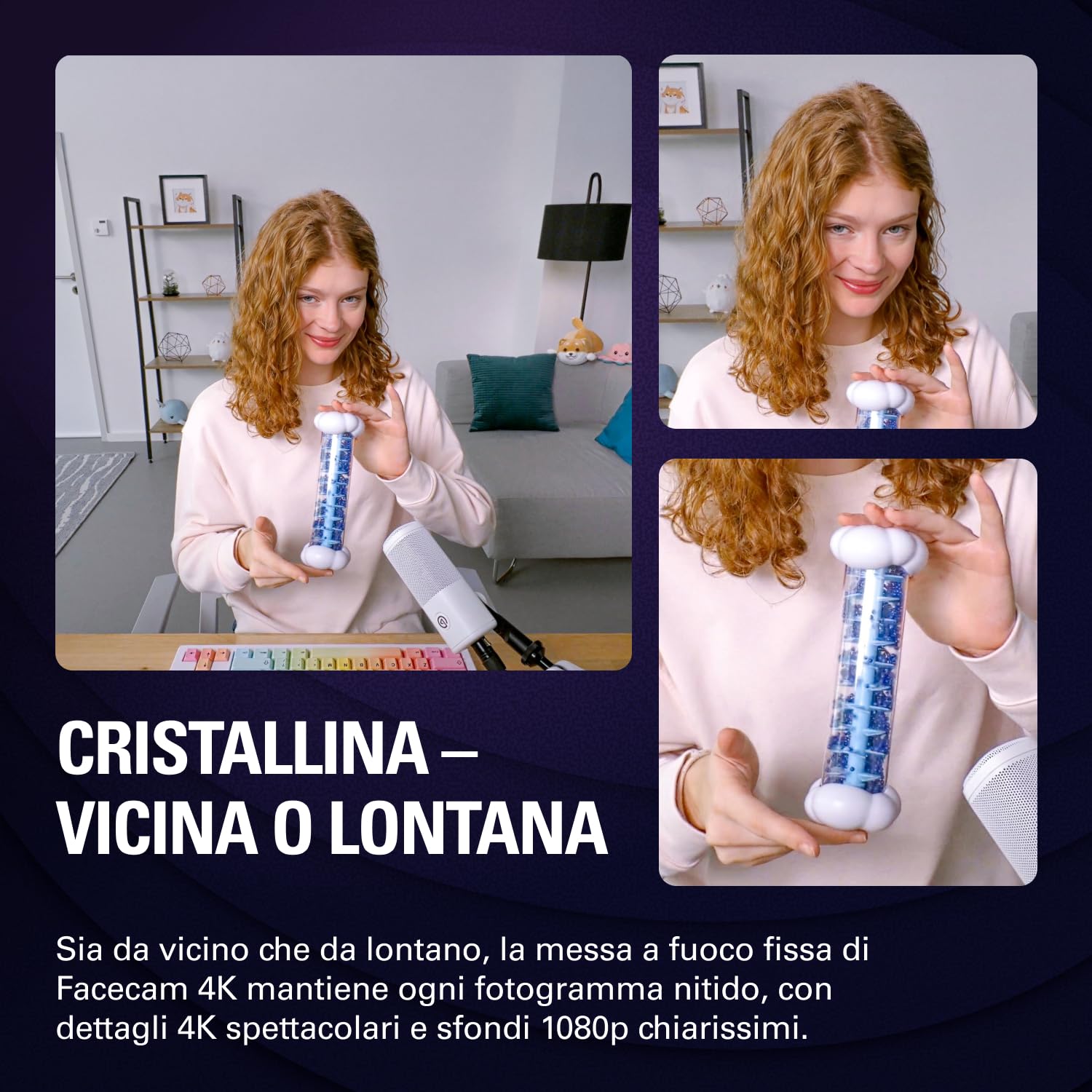 Elgato Facecam 4K - webcam da studio 4K60, controllo in stile DSLR, effetti cinematografici, filtri per obiettivo da 49 mm, video non compresso, area di messa a fuoco ottimizzata | USB-C per PC e Mac