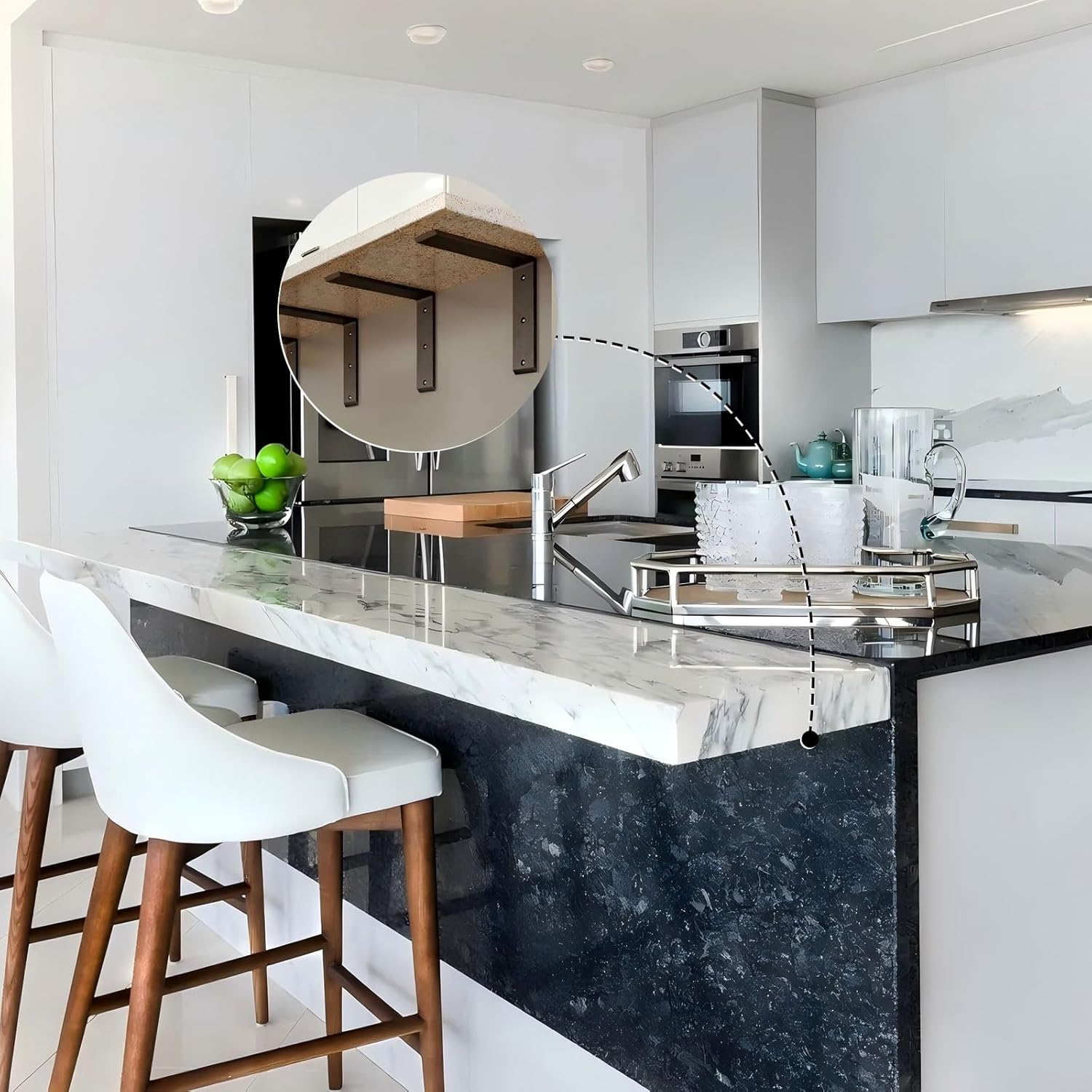 Granite Countertop Support Brackets Heavy Duty L Bracket 16 Inch 0.4 Inch Thick Wall Mounted Support Hidden Brackets 16"x6"x2.5" for Quartz/Granite/Wood/Concrete/Laminate Countertops (2pack)