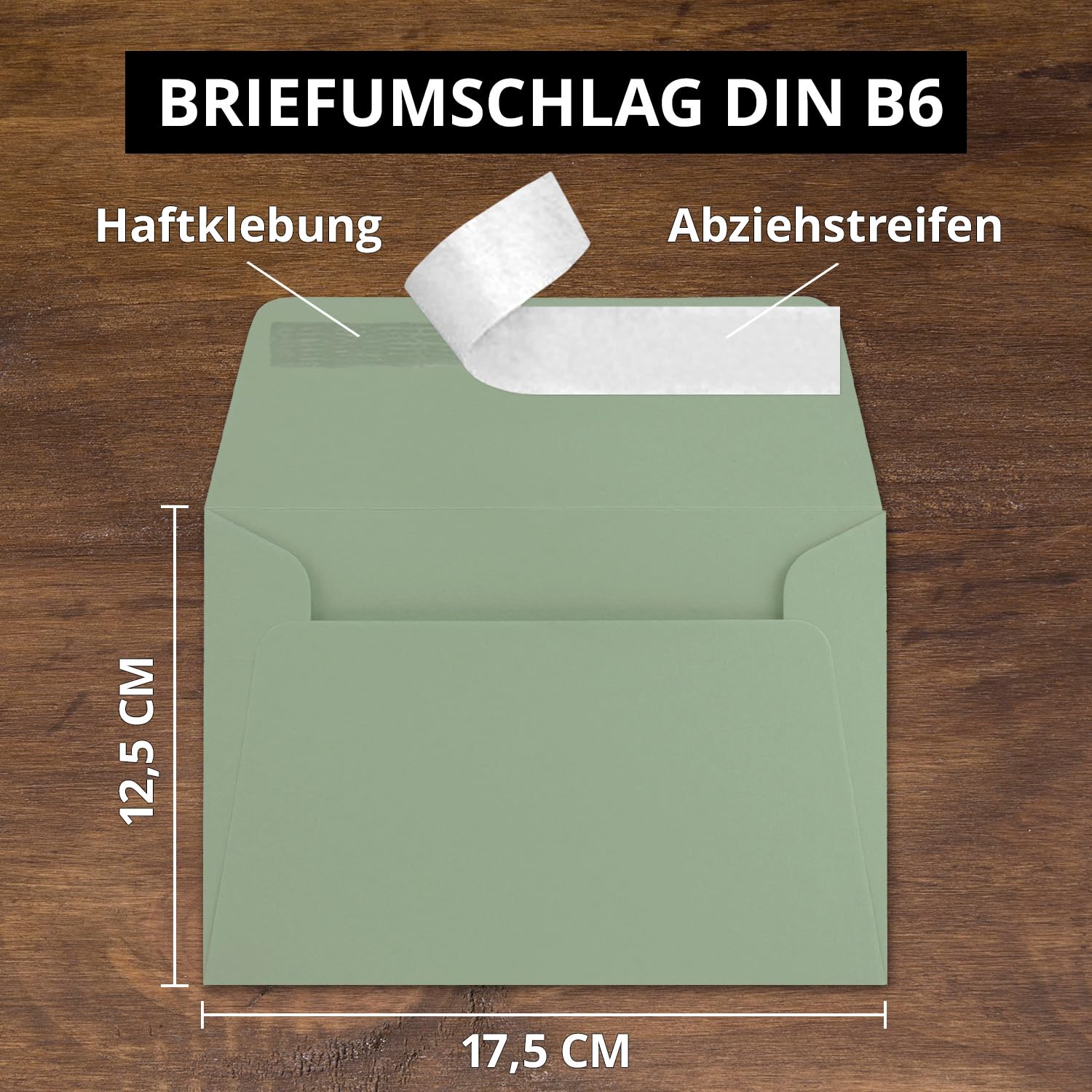 1000 buste per lettere, formato B6, 12,5 x 17,5 cm, chiusura adesiva, 120 g/m², ampia linguetta di chiusura con fibbia, buste per inviti di alta qualità