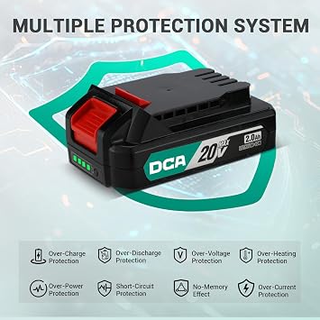 DCA 20V MAX Lithium-Ion Battery, 2.0Ah High Capacity Battery Pack Compactible 20V Cordless Power Tool, 0.79lbs (FFBL2020)