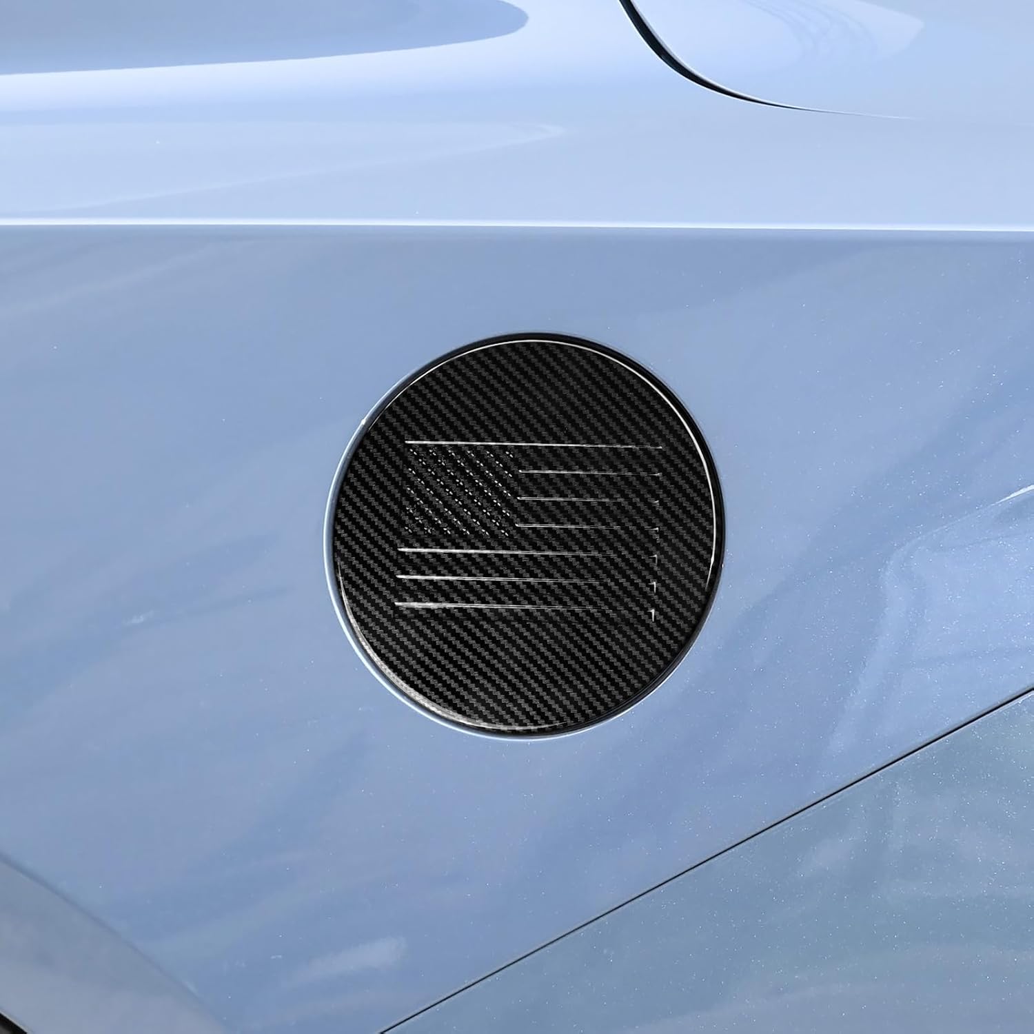 ABS Exterior Fuel Filler Door Gas Tank Cap Decoration Trim Cover Accessories for 2024 2025 2026 Ford Mustang (Carbon Fiber Style)
