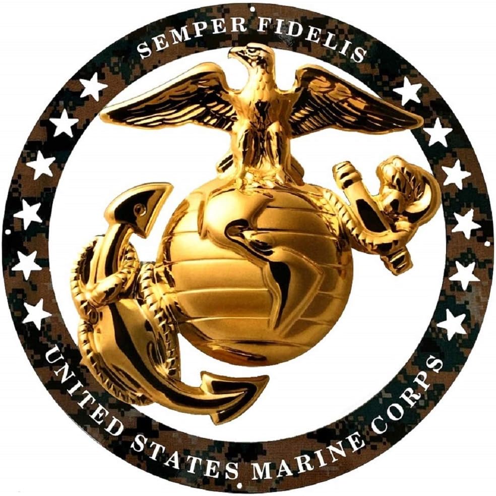 PhotoSteel USMC ENLISTED ROUND LARGE WALL EMBLEM INSIGNIA 19"x19" MARINE CORPS SEMPER FI