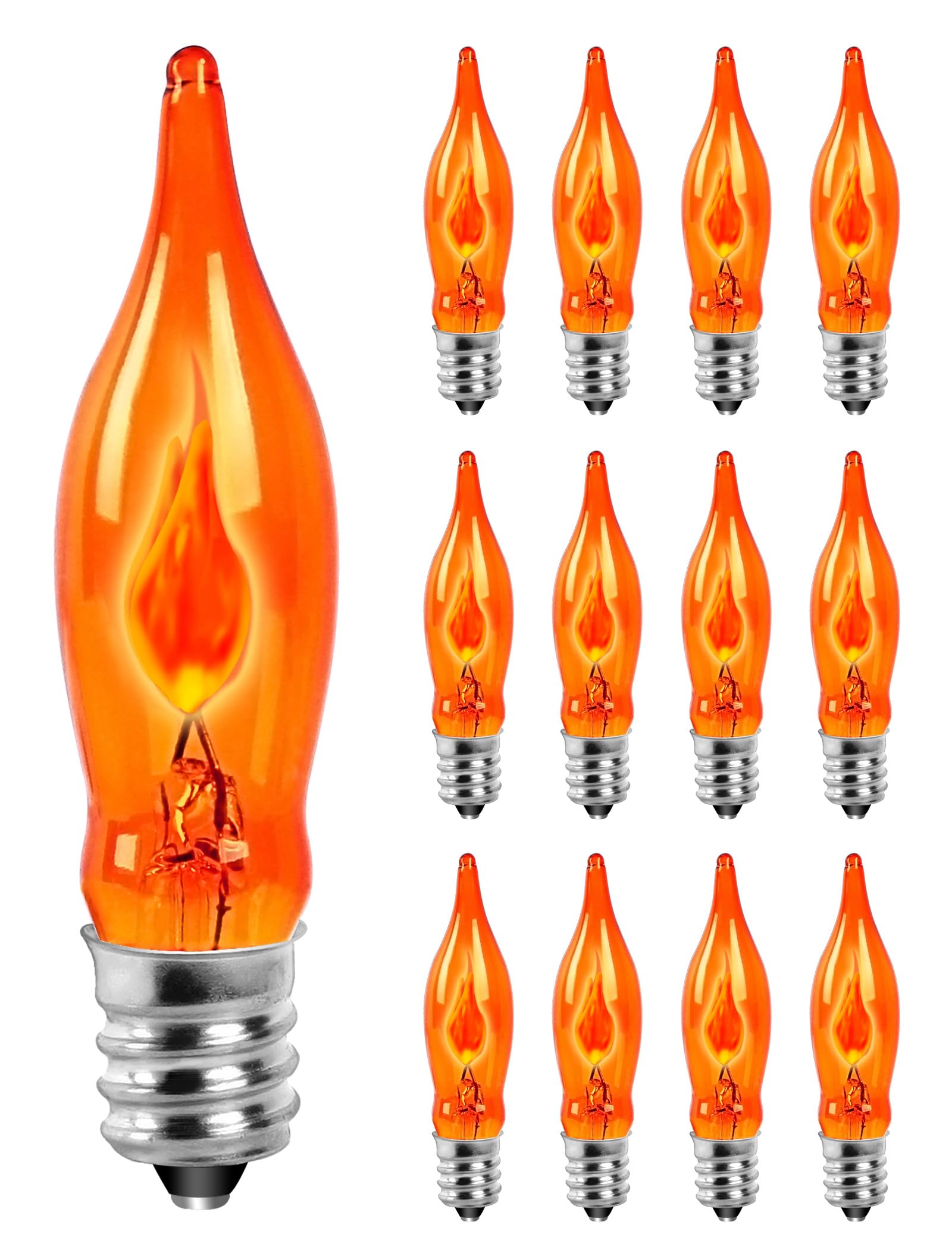 View 1 of 12PK Flickering Flame Light bulbs, Christmas Light Bulbs for Chandeliers