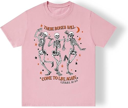 Graphic Tees Halloween Novelty Women Men Cotton Oversized Christian Bones Classi
