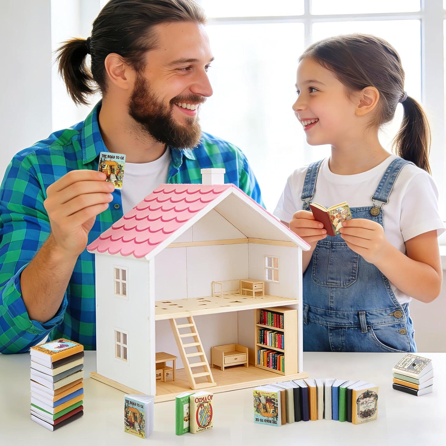 Mini Fairy Books, 24pcs 1:12 Scale Miniature Books, Dollhouse Books, Tiny Books for Dollhouse Accessories, Vintage Mini Bookshelf Decor, Miniatures Collectors