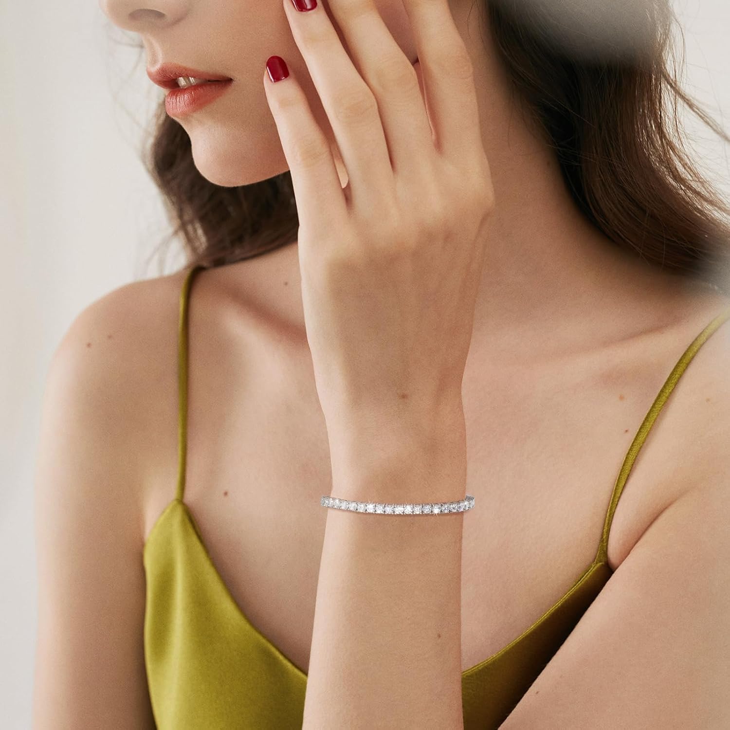 Moissanite Tennis Bracelet 1.79ct-8.69ct Adjustable Bracelet for Women 18K White Gold Plated S925 Sterling Silver Tennis Bracelet D Color VVS1 Round Cut 2/3/4mm Moissanite Bracelet Gifts for Wife/Mom - Image 11