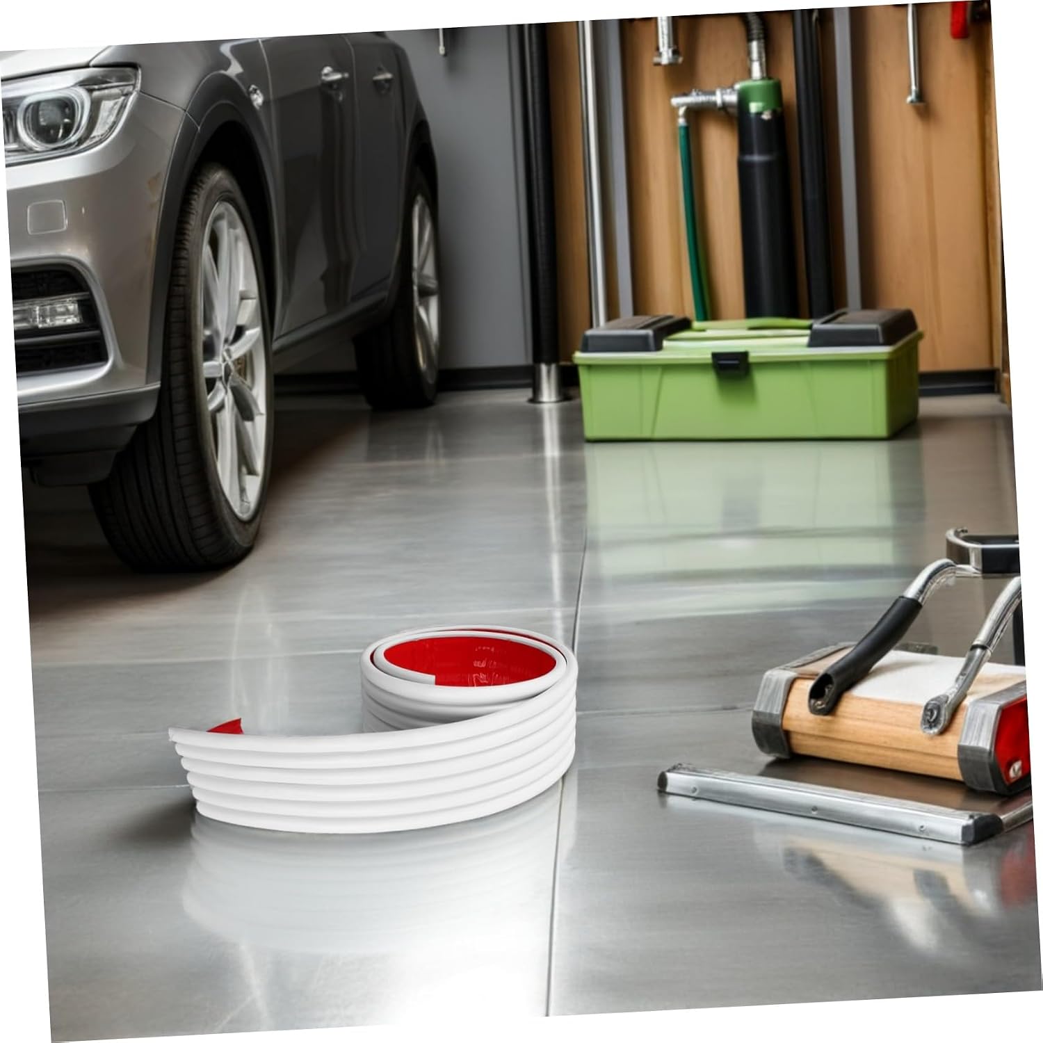 Garage Wall Protector Strip for Cars and Vehicles Self-Adhesive PVC Bumper Guard with Weather Resistance and Impact Absorption Flexible, Cuttable White Strip for Garage