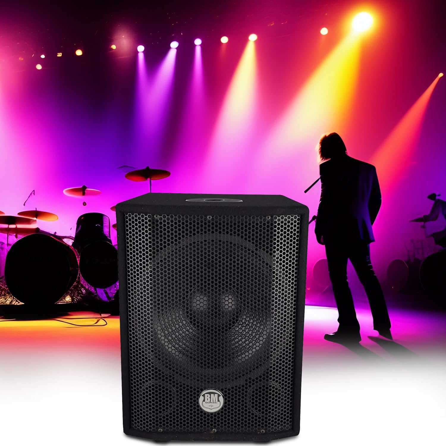BM SONIC Caisson bi-amplifié 600W 1208-SOLO Bluetooth USB Boomer 30cm 12" Réglages séparés Graves et aigus