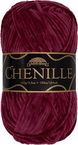JubileeYarn Chenille-Garn, Kammgewicht, 100 g/Knäuel, Jasper, Samt-Weinrot (Dark