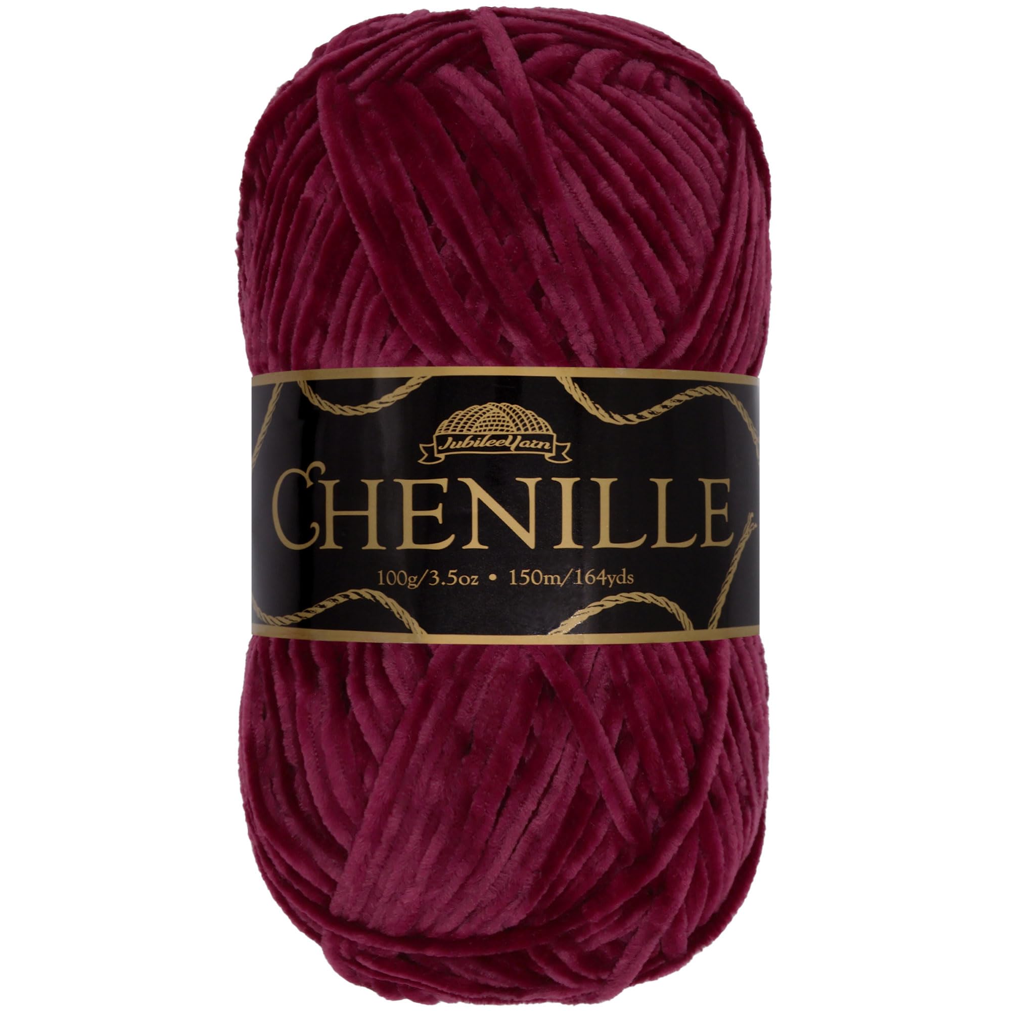 JubileeYarn Chenille Yarn - Worsted Weight - 100g/Skein - Jasper - Dark Purple Burgundy Velvet - Crochet and Knitting Yarn - 1 Skein