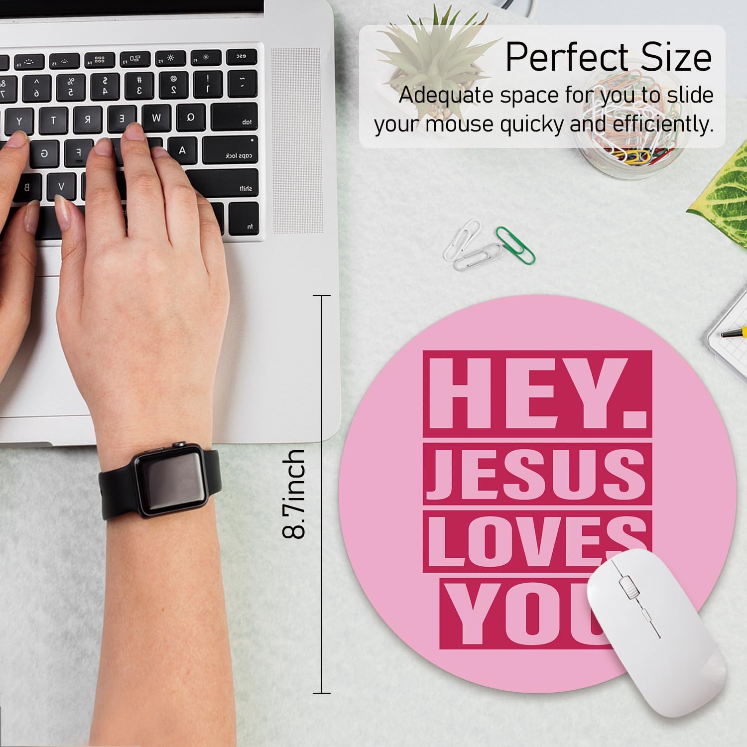 Pink Christian Round Mouse Pad, Christian Scripture Quotes Mousepad image 3
