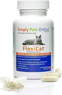 FlexiCat Joint Supplement for Cats - Vet-Formulated | High-Strength Glucosamine & Hyaluronic Acid - Supports Cat Mobility & Joint Comfort - 60 Sprinkle Capsules
