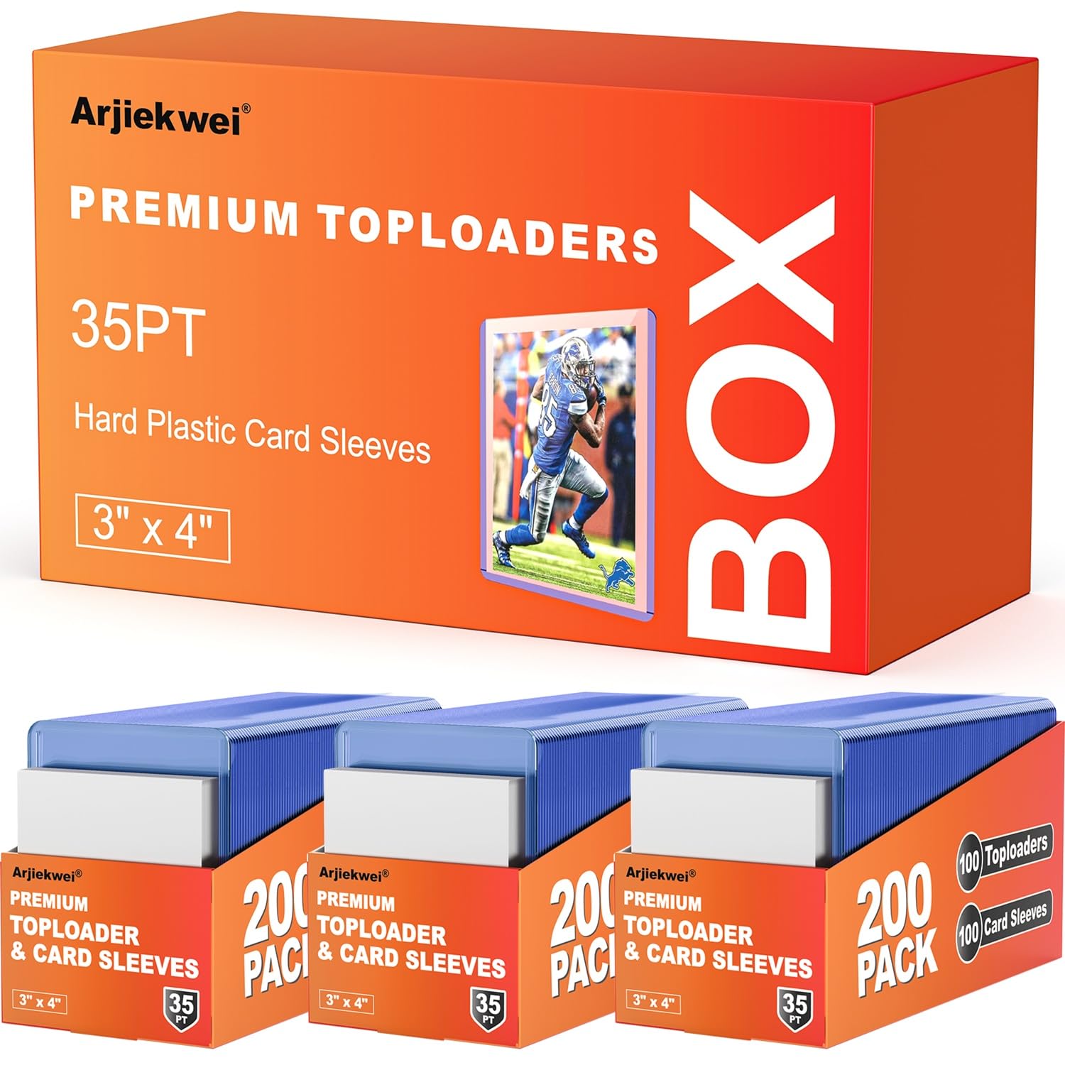 Arjiekwei 3"X 4" Card Sleeves Top Loaders for Cards, Baseball Protectors Hard Plastic, Premium Toploaders, Card Holder for Sports Baseball Trading Football Game Cards (100 Top Loaders)