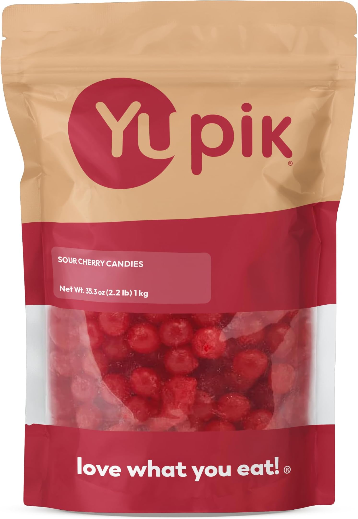 Yupik Sour Cherry Candies, 2.2 lb (35.2 oz), Cherry-Flavored Balls, Sweet & Tart, Chewy Red Gummies, Fun Treat, Sweet Candy, Delicious Snack, Ideal for Gifting, Holidays & Decorating