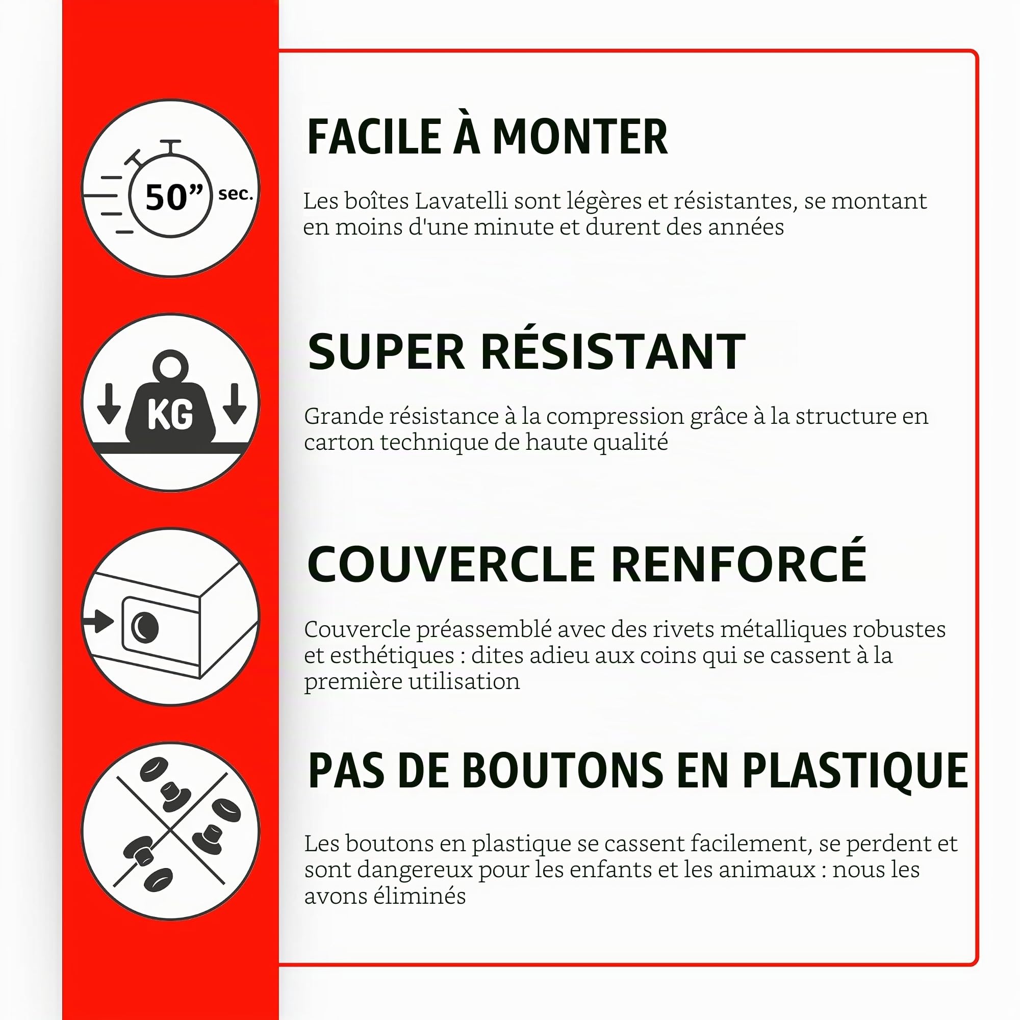 Lavatelli Lot de 6 Boîtes Rangement avec Couvercle – Grandes Boîtes Organisateurs Placard en Carton Doux foyer 39x50x24 cm pour Literie, Saisons, Vêtements, Maison