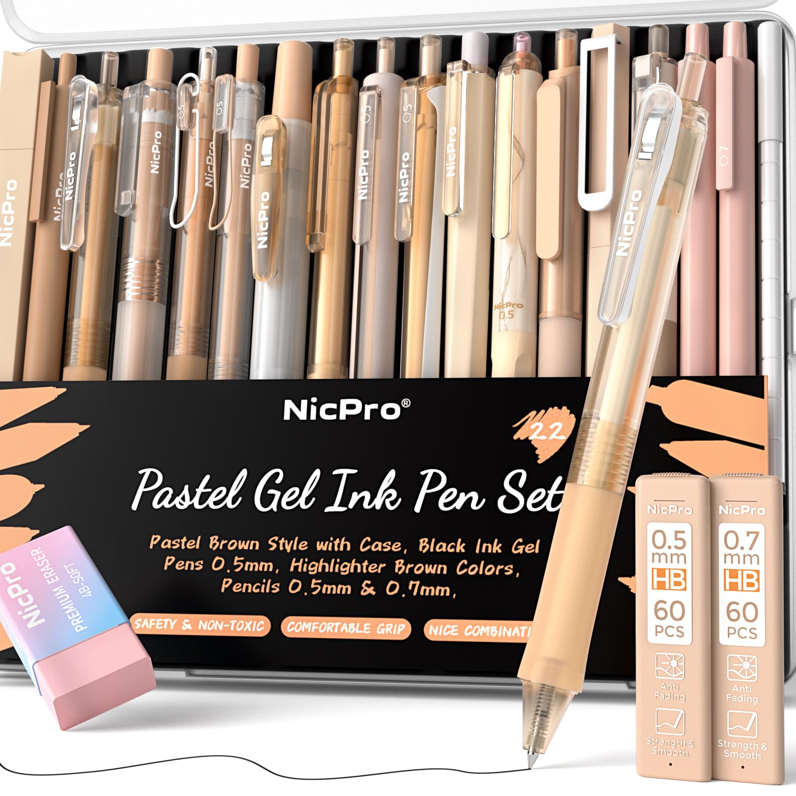 Amazon.com: Nicpro 22 PCS Pastel Gel Ink Pen Set,12 Black Ink Pens