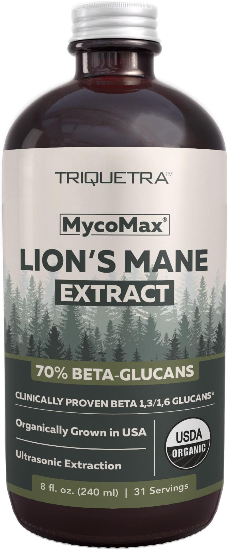 MycoMax Lions Mane Extract - 70% Beta Glucans, Max Potency Organic Lions Mane Supplement, US Grown + Ultrasonic Extraction - 500 mg per serving - Mental Clarity, Focus and Memory - 8 oz.