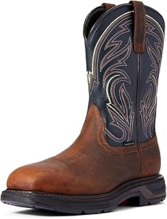 Bota masculina Workhog Xt Venttek Bold Work Boot Western, Marrom oleado Rowdy/azul meia-noite