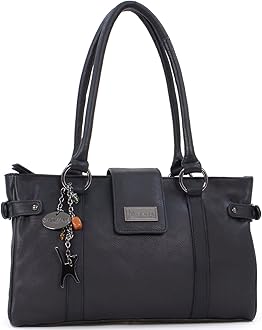 Catwalk Collection Handbags - Women's Medium Leather Shoulder Bag - Multiple Pockets and Compartments - Martina