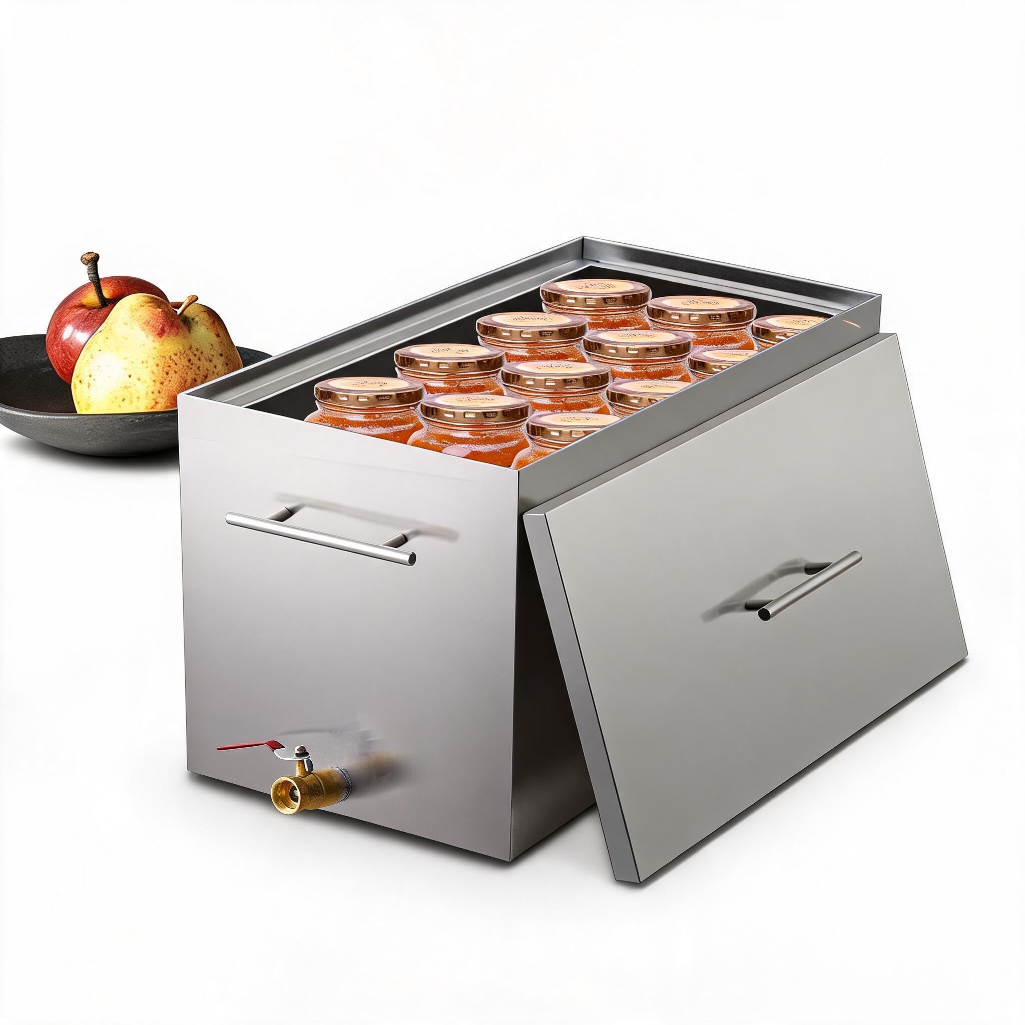 GarveeHome Einkochautomat 15L 304 Edelstahl Flachem Boden & 2 Stapelbaren Einlegerosten, Multifunktional Als Einmachtopf, Dampfgarer Vorratsbehälter Für Einmachgläser Lebensmittelaufbewahrung