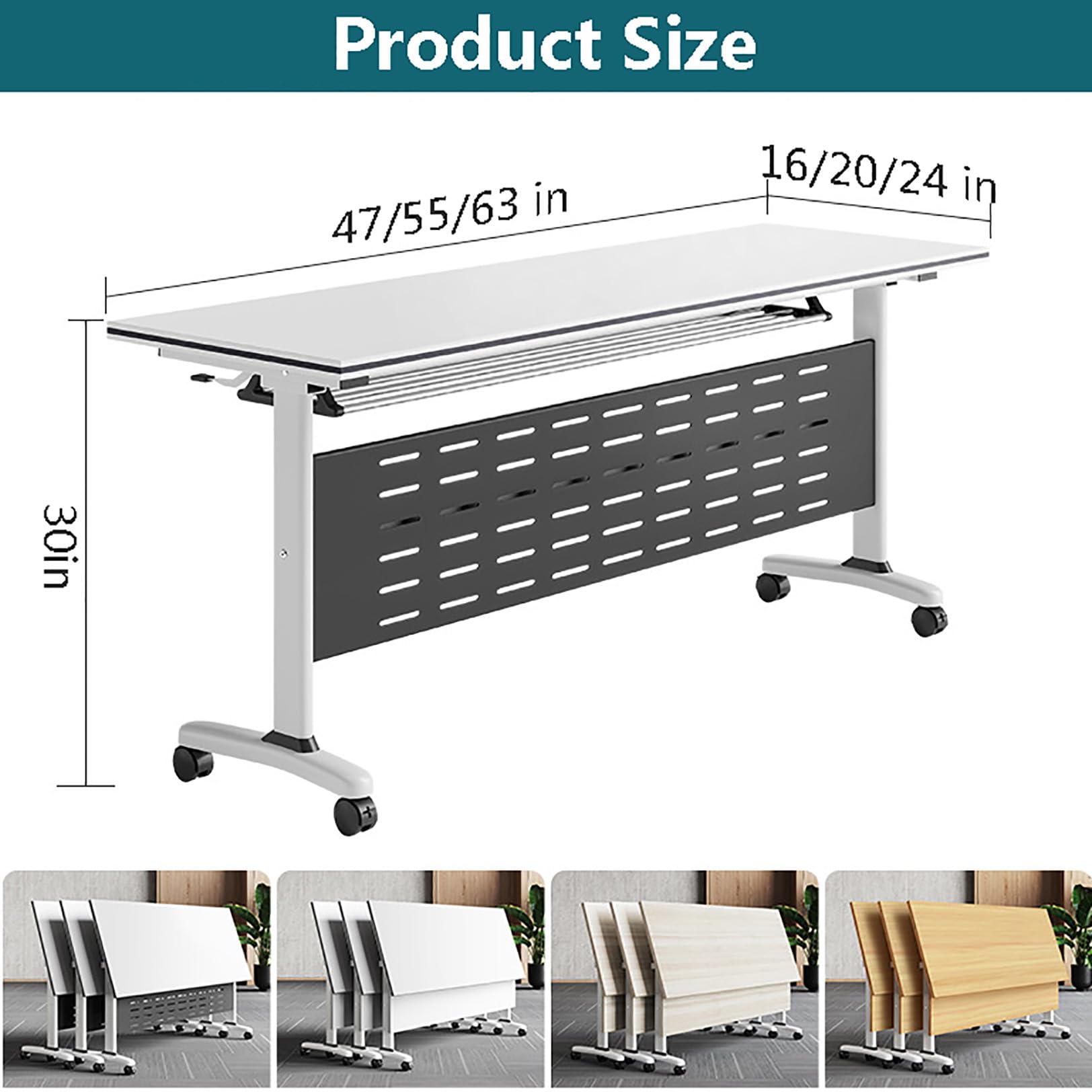 Tavolo da conferenza Pieghevole - Tavolo riunioni Mobile con Piano Ribaltabile e Ruote per uffici e Sale di Formazione. Design con Ruote per Una Facile Installazione negli spazi riunioni.