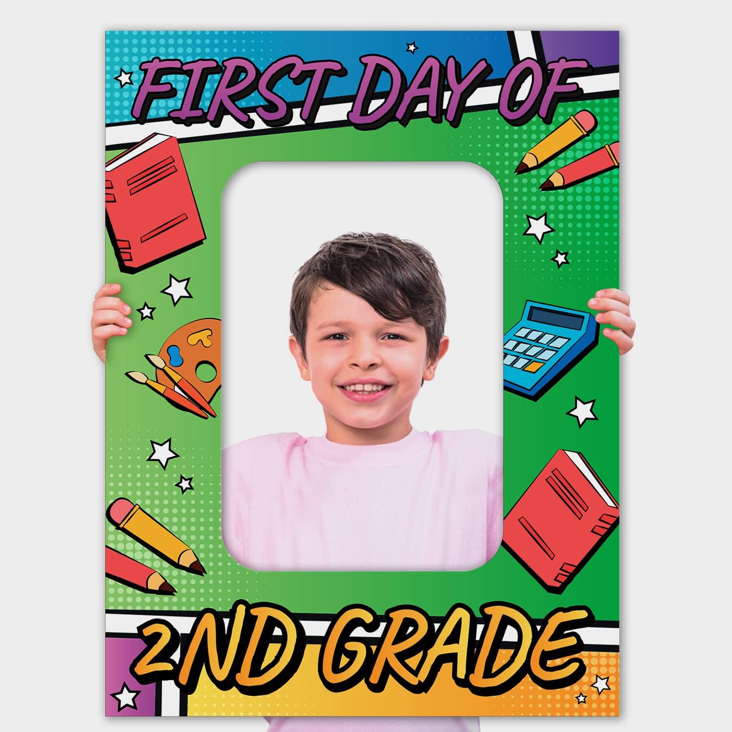 Soul Décor Back to School Photo Prop Board, Picture Frame First Day of 2nd Grade of School, Corlorful and Creative First Day of School Picture Idea, Cut Out Board Sign, Coro Plastic, Made in The USA