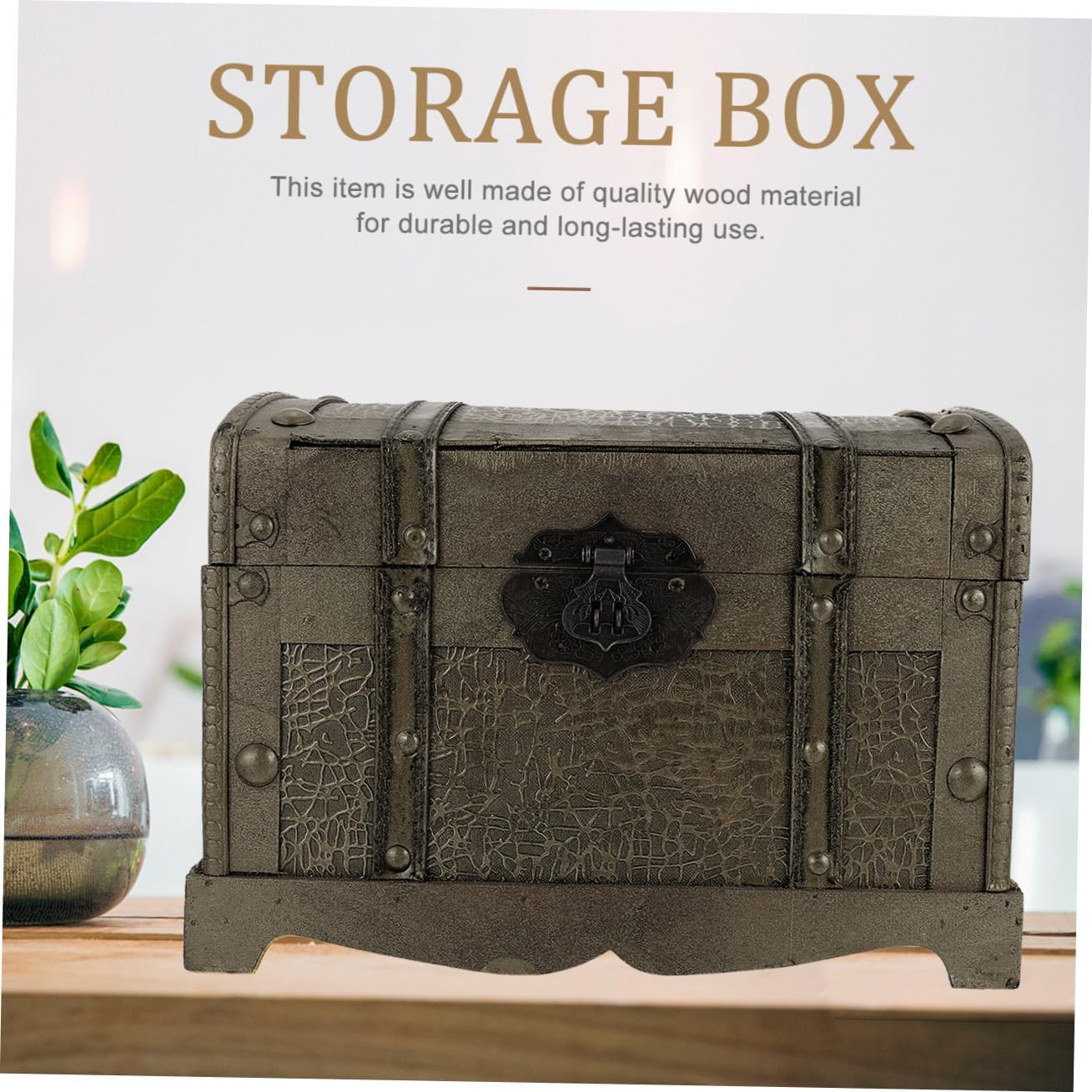 Vintage Pirate Treasure Box Wooden Storage Box Lock Jewelry Treasure Chest for Boys and Girls