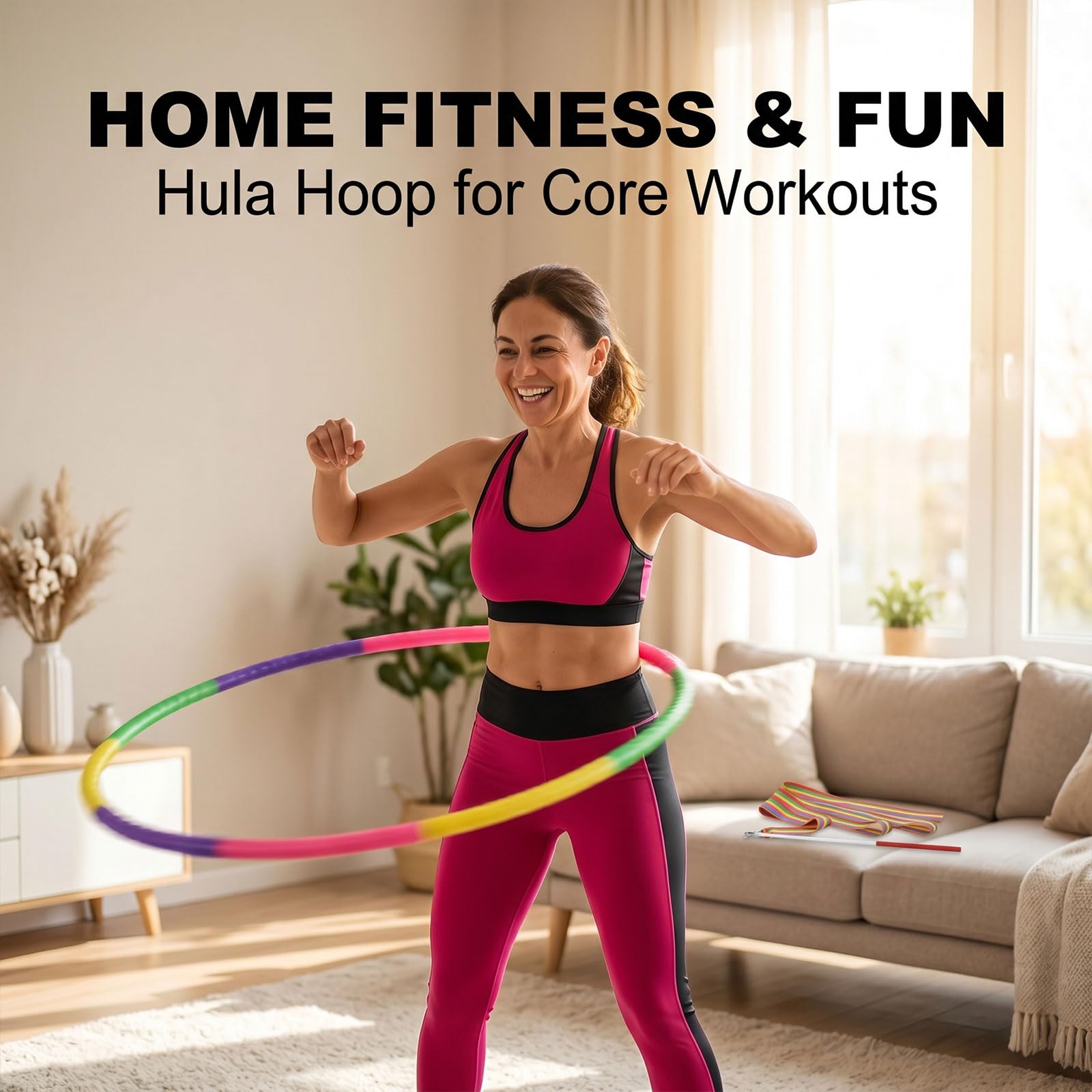 Hula Fitness Hoop Dotato di nastro da ginnastica - Plastica Staccabile, Divertimento e Fitness, Perfetto per Danza, Palestra e Attività Fitness