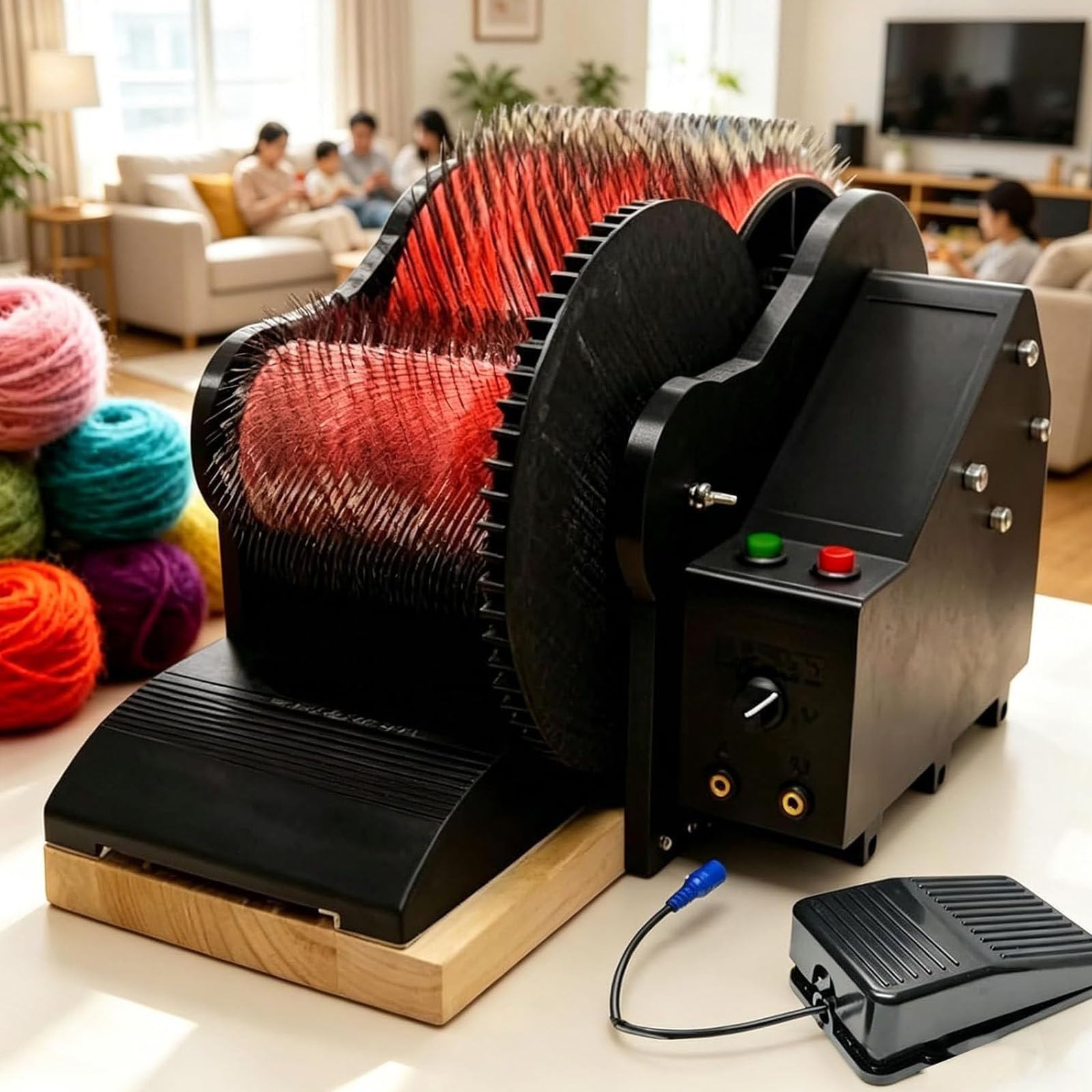 Drmoxin Wool Carding Machine, Hand-cranked Wool Felt Drum Carder for DIY Craft, Adjustable Forward & Reverse Speed, Fast Color Mixing, Combing & Spinning Making Felt Projects