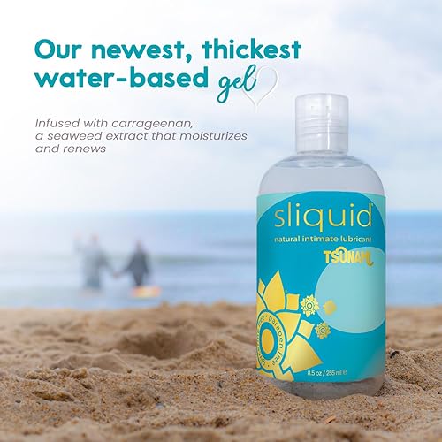 Miniatura 3 de Sliquid Tsunami - Lubricante a base de agua, gel grueso infundido con extracto hidratante de algas marinas, lubricante personal sin perfume, 8.5