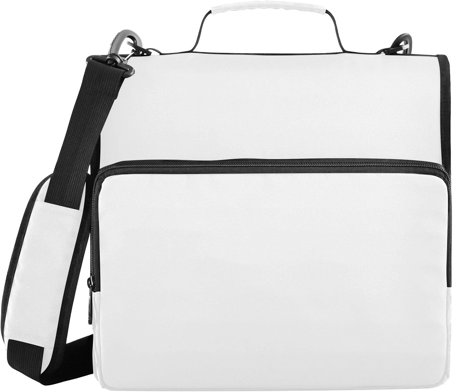 Aslsiy Zipper Binder 1.5 inch White Girls Boys 3-Ring Binder with Shoulder Strap Binders Organizer for School Office Supplies