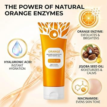 Orange Exfoliating Gel,Orange Enzymes Exfoliating Gel for Face and Body