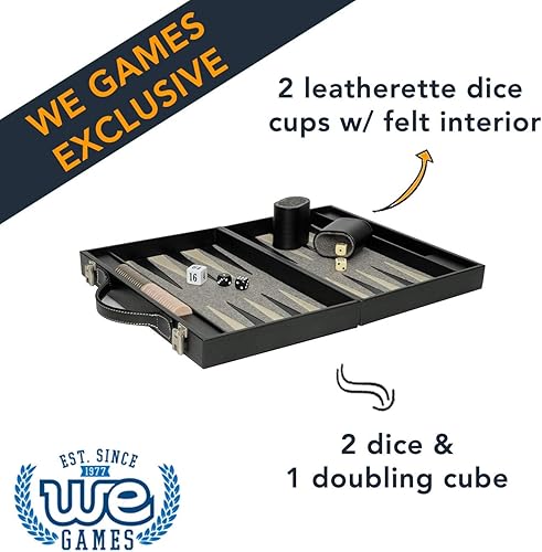 Miniatura 3 de WE Games Elegante juego de mesa de maletín de backgammon negro - 14 pulgadas