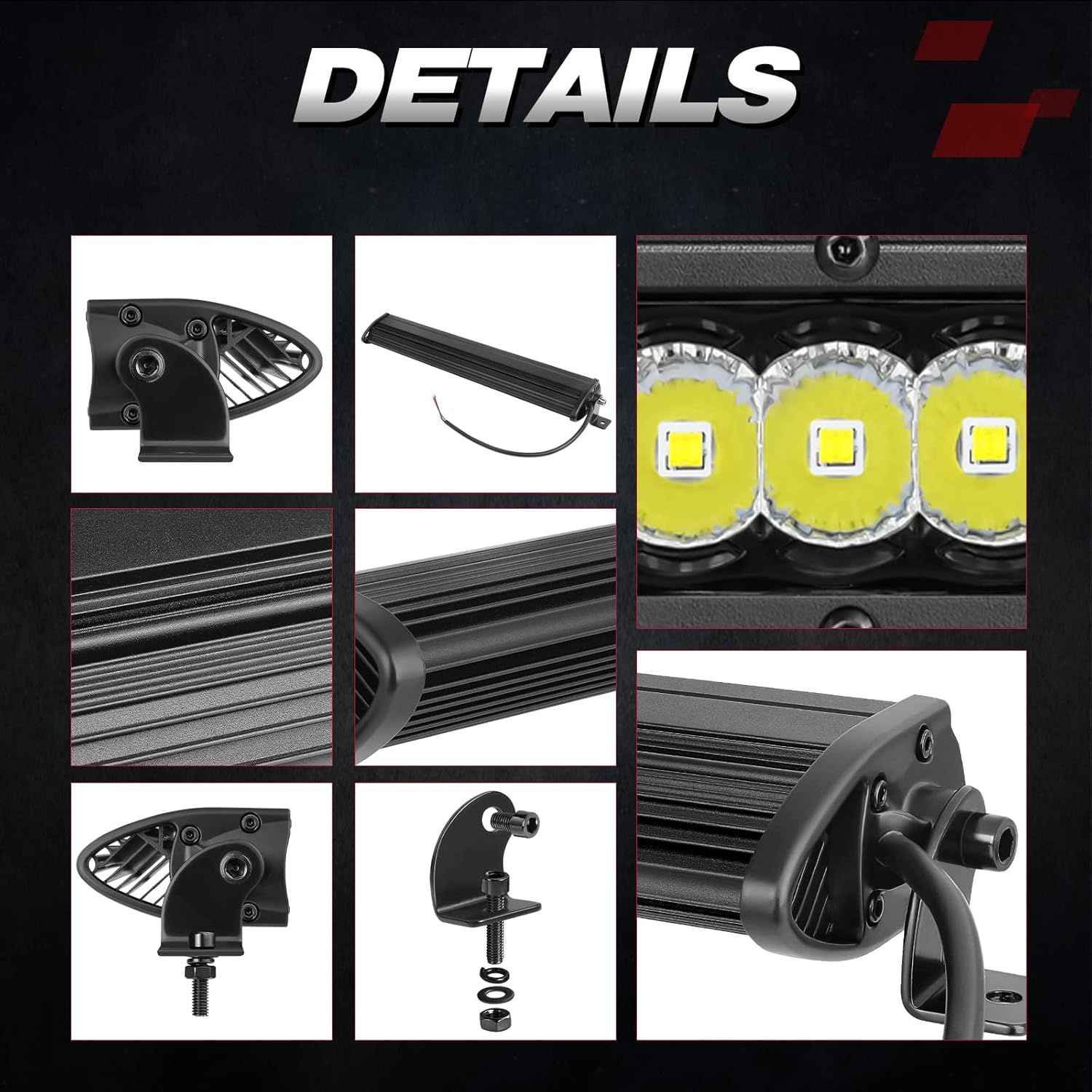 OFFROADTOWN Single Row 18 Inch LED Light Bar Slim 150W 15000LM Spot Flood Combo Off Road Driving Lights IP68 Bumper Light Bars Grill Lights for Truck Jeep Tacoma Toyota Silverado UTV Boat