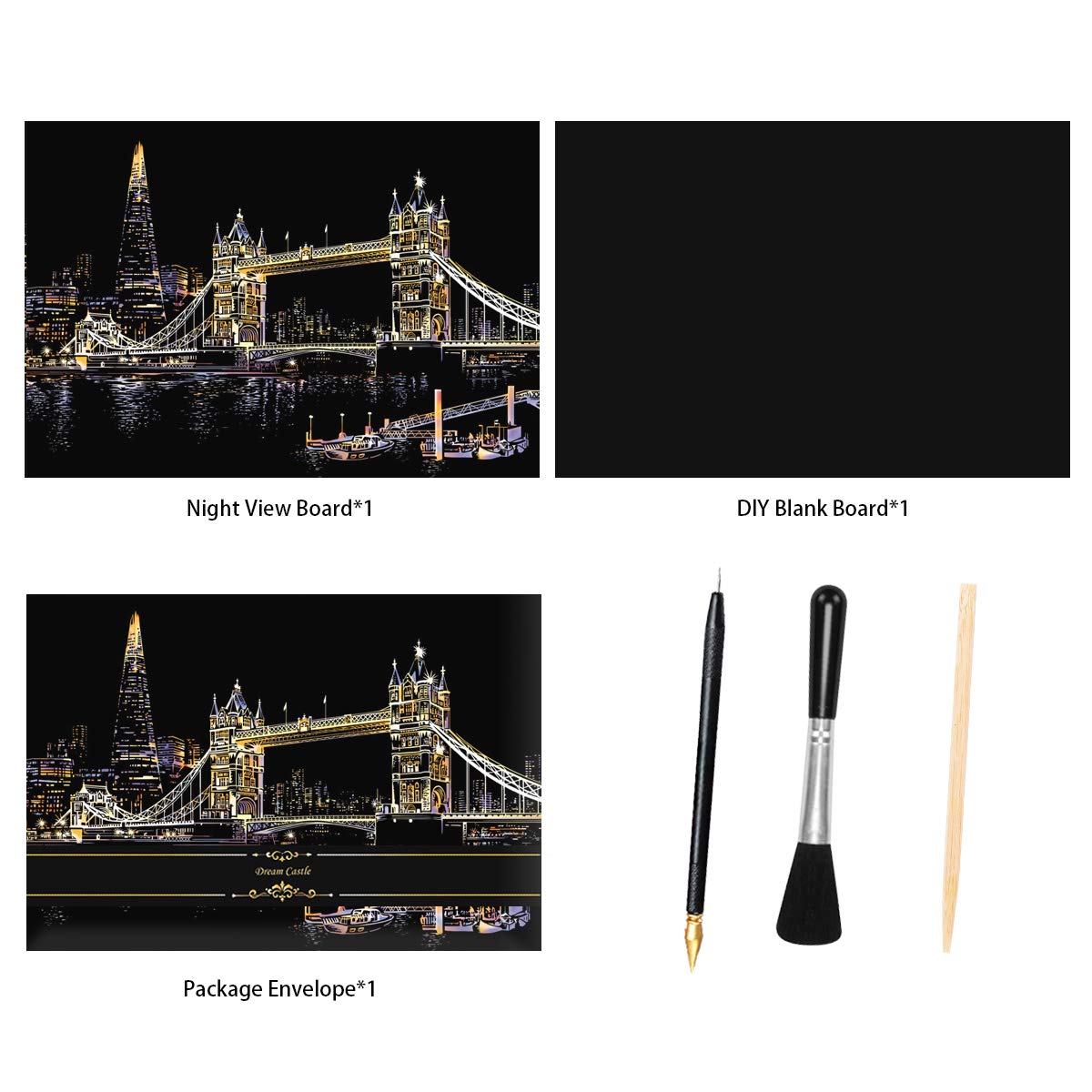 Carta Scratch Art Per Bambini - Blocco Disegno Notturno Con Raschietto (Palloncino) - Foto 4