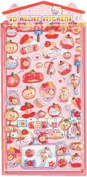 3D Puffy Stickers, Kawaii Resin Decorative Stickers for Phone Case, Notebook, Scrapbooking Style-Apple