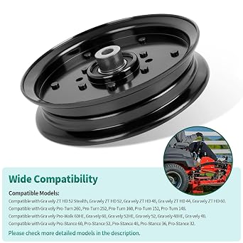 Keycci 07351200 Flat Idler Pulley Replacement Compatible with Gra vely ZT HD Z-Stance Pro-Walk Pro-Turn Pro-Stance Compact-Pro Fit for A riens 60 52 Apex 60 52 48 Lawn Mower Idler, Black