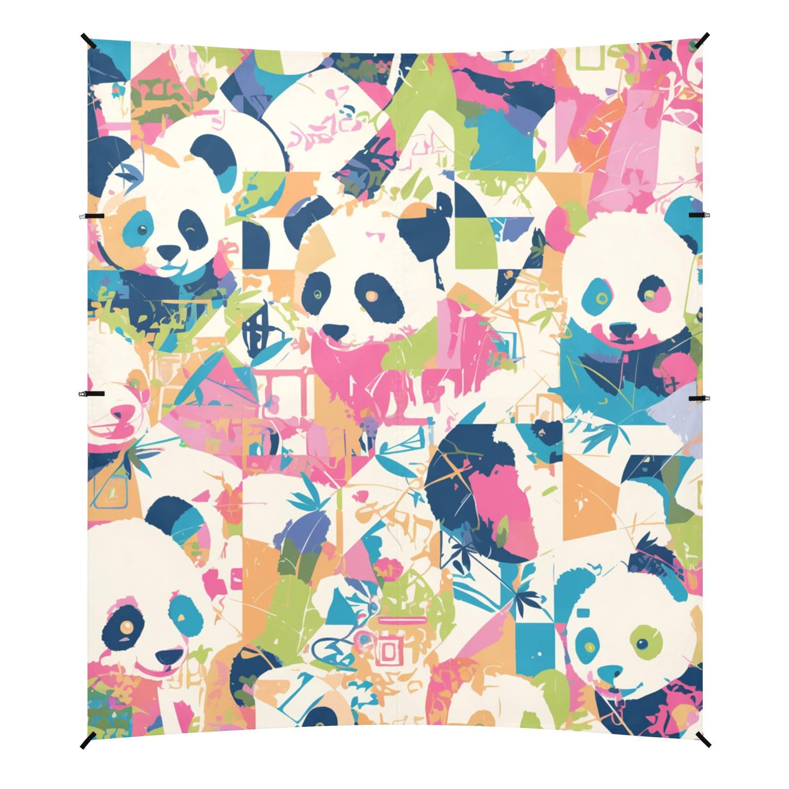 Baby Panda Bear Face Foldable Beach Cabana UPF50+ Protection Water-Resistant Shade Sun Shelter Includes Sand Shovel, Sandbags, Stability Poles for Family Trips, Picnics & Camping