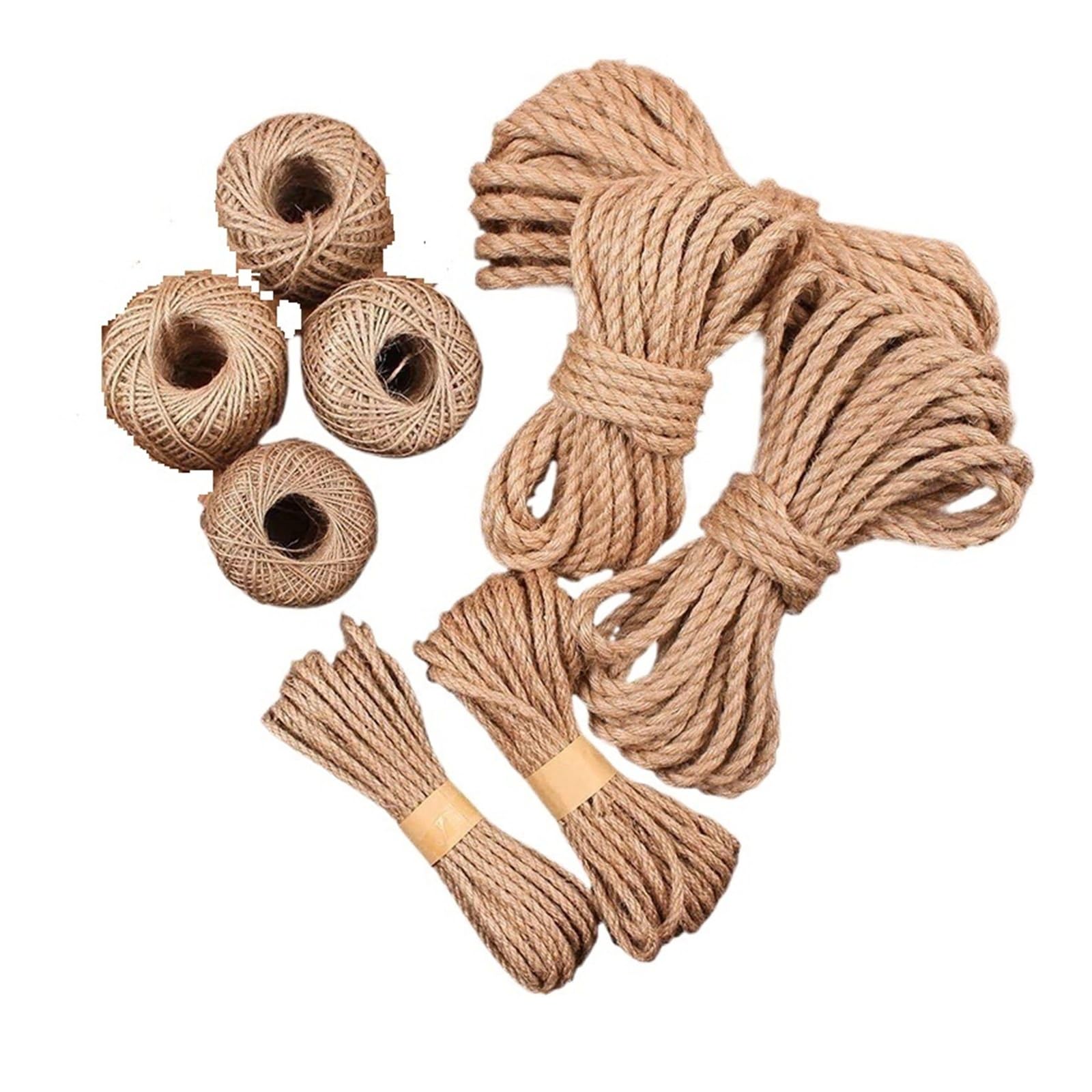 1pc 1mm-10mm Natural Jute Rope Hemp Twine Macrame Cords For Crafts DIY Home Decoration(6mm x 10m)