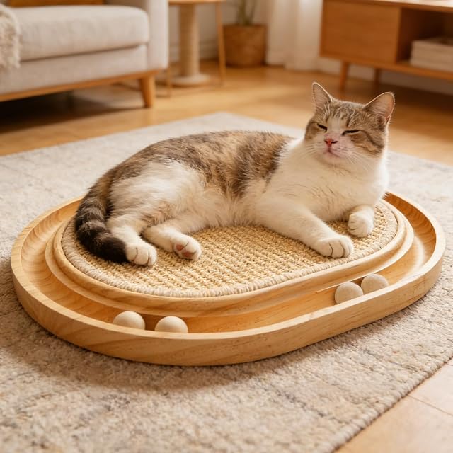 Foto 7 de 7 de Tmefoy Tabla rascador de sisal, juguete 2 en 1 para gatos