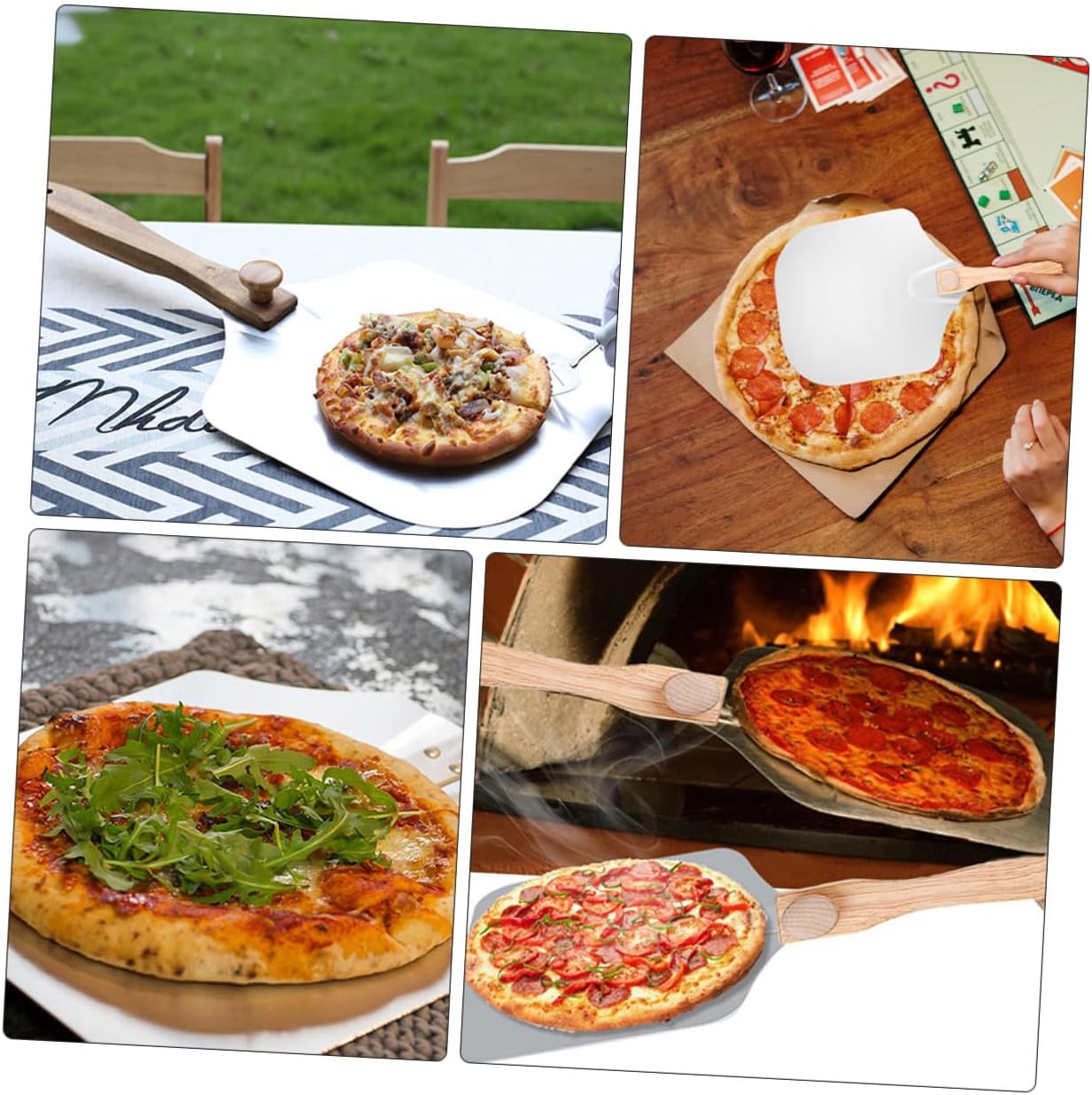 BESPORTBLE Folding Aluminum Pizza Transfer Paddle with Wood Handle Baking Pizza Shovel for Oven and Restaurant Use with Storage Box Random Color