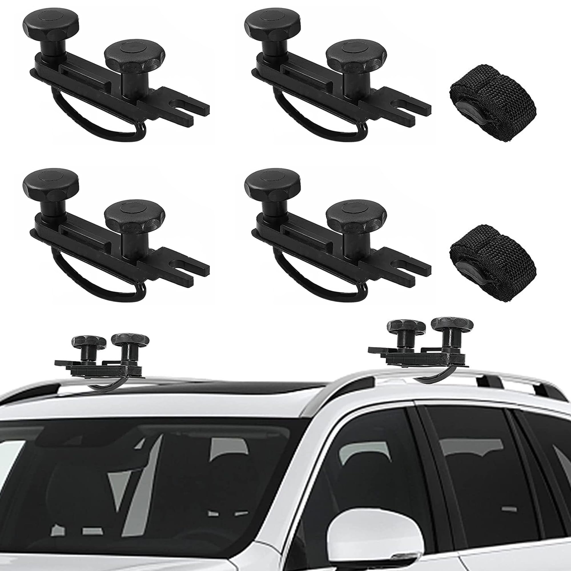 AuMoHall 4 PCS Car Rooftop Cargo U Bolt Clamps Set Universal Stainless Steel Car Roof Box Carrier Rack Bolts Mounting Accessories Kit, U-Bracket Clips