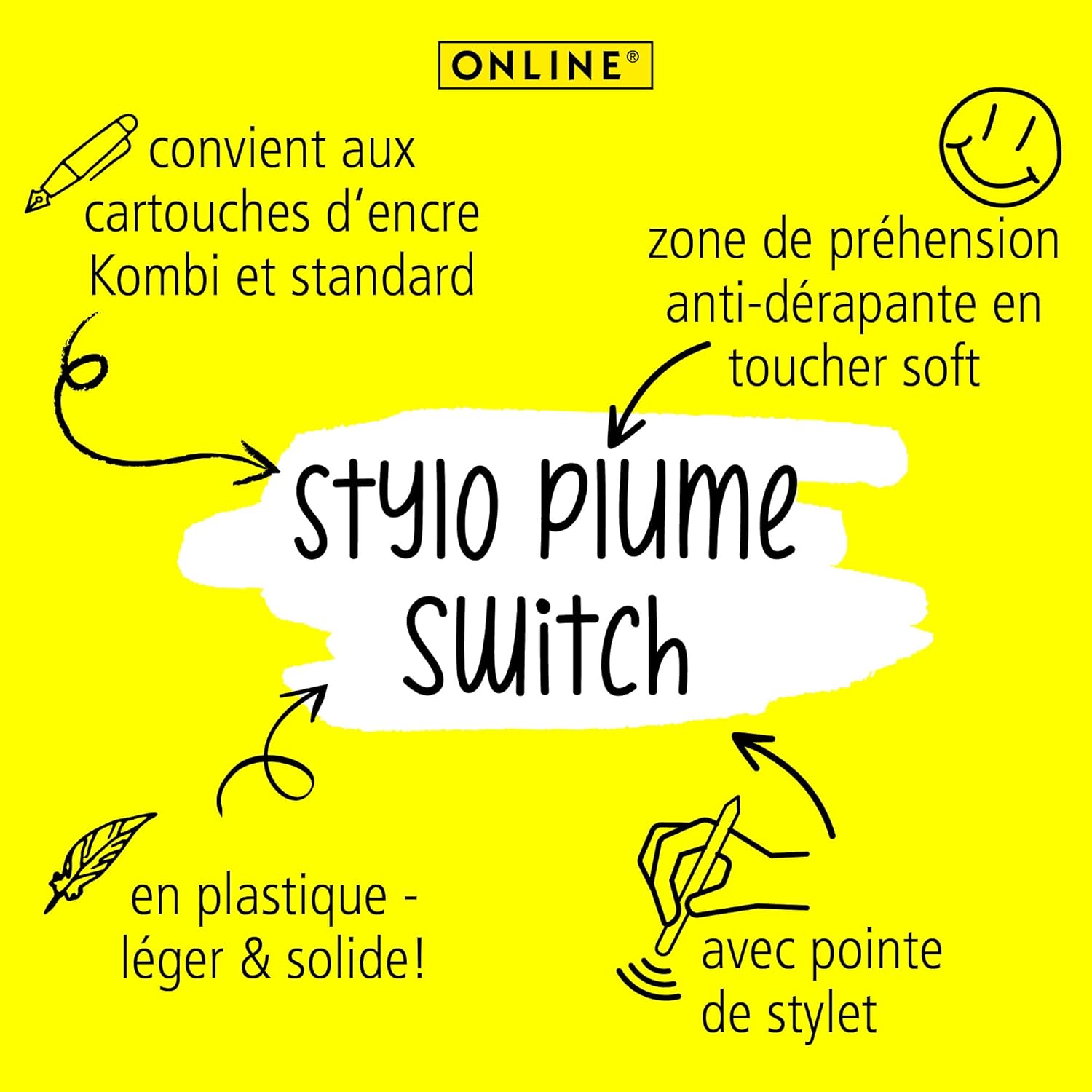 Online Switch Plus Fountain Pen, Cartridge Fountain Pen & Stylus in One, for Tablets and Smartphones, Multifunctional Pen with Combination Ink Cartridge, Green, Iridium Nib Nib Size M, Pack of 1