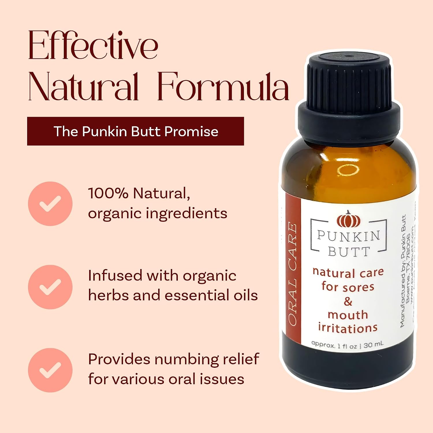 Punkin Organic Tooth & Gum Relief Oil - Pre-Diluted Clove Essential Oil Herbal Blend | Natural Daily Use Soothing Drops for Mouth Irritation | Chamomile & Peppermint Infusion (1oz)